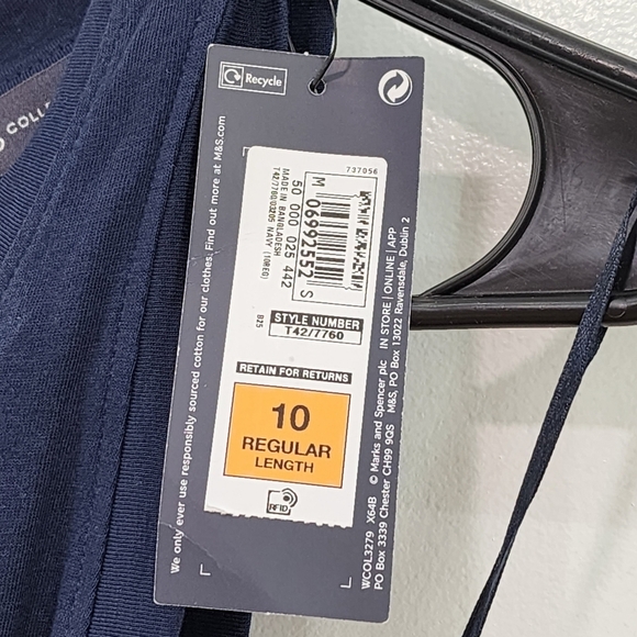 M&S Collection Women's Pure Cotton Jersey Belted Midi Column Dress - 10 - Picture 7 of 7